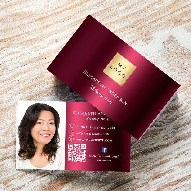 Burgund Logo Foto Qr Code Social Media Visitenkarte (Von Creator hochgeladen)