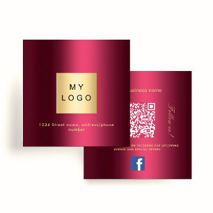 Burgund Logo QR Code Facebook folgen uns Quadratische Visitenkarte