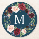 Burgund-Marine-Hochzeitssemble-Untersetzer Runder Pappuntersetzer<br><div class="desc">Dieses schöne Untersetzer-Design ist perfekt für jede Veranstaltung! Ideal für Hochzeiten,  Brautpartys,  Babyduschen,  Jubiläum-Party und vieles mehr! Einfaches Bearbeiten! Alle unsere Matching-Produkte finden Sie hier: https://www.zazzle.com/collections/burgundy_navy-119917195540733990?rf=238534829419020154</div>