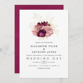 Burgund - Marsala Blush Pink and Gold Wedding Einladung