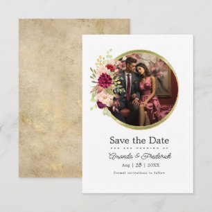 Burgund-Marsala, Blush und Gold-Floral Geometrie Save The Date