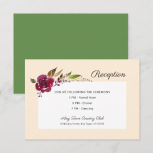 Burgund-Marsala-Floral   Hochzeitsempfang Einladung