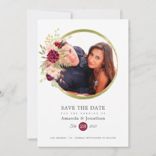 Burgund-Marsala-Hochzeit und Blush-Foto Save The Date