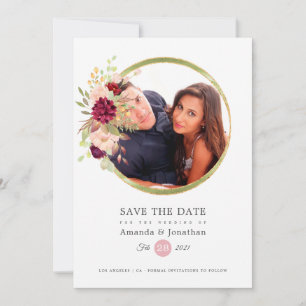 Burgund-Marsala-Hochzeit und Blush-Foto Save The Date