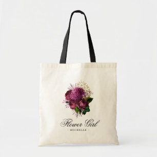 Burgund - Marsala und Gold Floral Blumenmädchen Tragetasche
