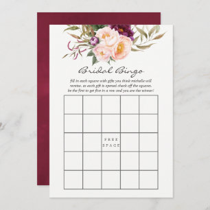 Burgund - Marsala und Peach Floral Bridal Bingo Einladung
