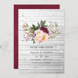 Burgund - Marsala und Peach Rustic Floral Wedding Save The Date