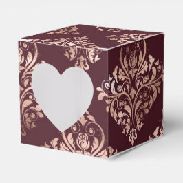 Burgund - Marsala und Rose Gold Damask Hochzeit Geschenkschachtel
