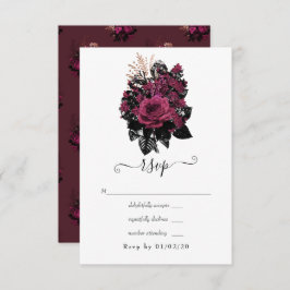 Burgund - Marsala und Rose Hochzeit der Goldenen B RSVP Karte