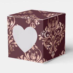 Burgund - Marsala und Roségold-Damaskus-Hochzeit Geschenkschachtel