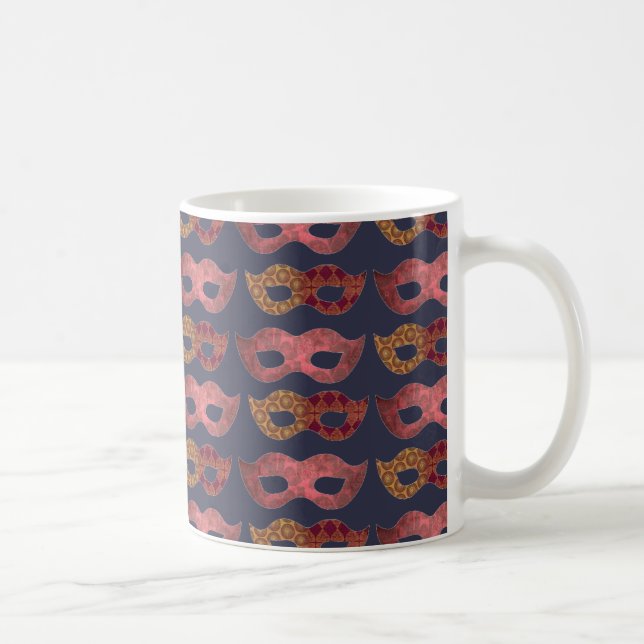 Burgund-Masken-Muster Kaffeetasse (Rechts)
