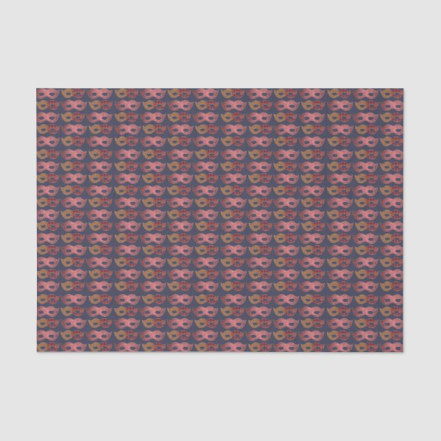 Burgund-Masken-Muster Seidenpapier (Vorderseite)
