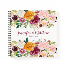 Burgund, Mauve, Saffron, Pink Floral Guestbook