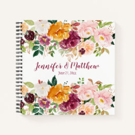 Burgund, Mauve, Saffron, Pink Floral Guestbook Notizbuch