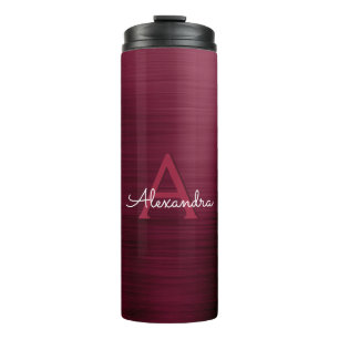 Burgund Metallic Foil Monogram Bridesmaid Gefallen Thermosbecher