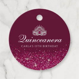 Burgund mit Glitzer Quinceanera Geschenkanhänger