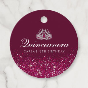 Burgund mit Glitzer Quinceanera Geschenkanhänger