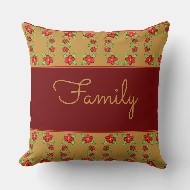 Burgund mit Gold geflochten Kissen (Vorderseite)
