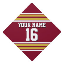 Burgund mit Gold White Stripes Team Jersey