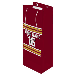 Burgund mit Gold White Stripes Team Jersey Geschenktüte Für Weinflaschen