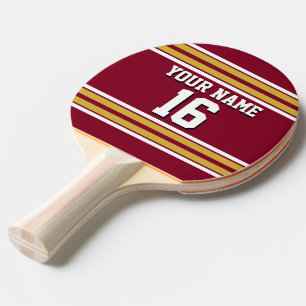 Burgund mit Gold White Stripes Team Jersey Tischtennis Schläger