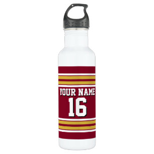 Burgund mit Gold White Stripes Team Jersey Trinkflasche