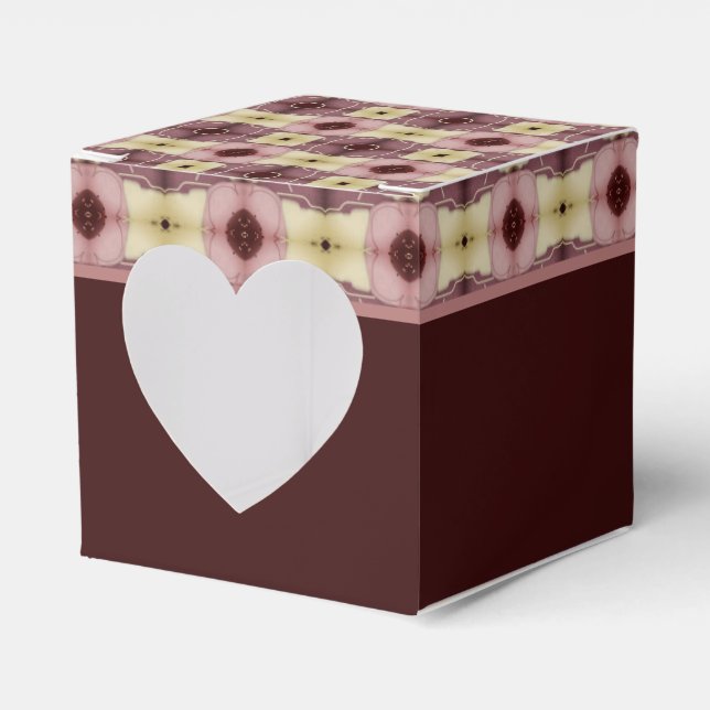 Burgund mit rosa Muster Geschenkschachtel (Vorderseite)