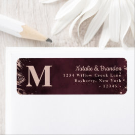 Burgund mit Rose Gold Monogram Rücksendeadresse