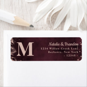 Burgund mit Roségold-Monogramm-Rücksendeadresse