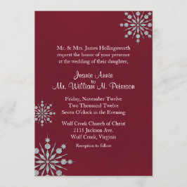 Burgund mit Schneeflocken Winter Hochzeit Einladun Einladung