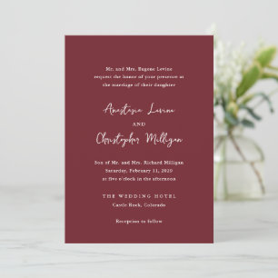 Burgund Moderne Handschrift Elegante Hochzeit Einladung