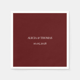 Burgund Moderne Initialen Minimalistische Hochzeit Serviette