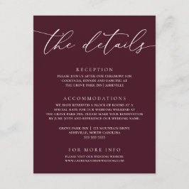 Burgund Moderne Minimalistische Hochzeitskarte Begleitkarte