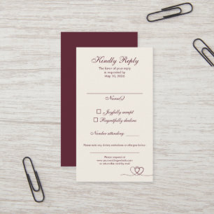 Burgund moderne Mix-and-Match-Hochzeits-RSVP-Karte Visitenkarte