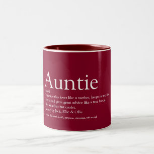 Burgund-Moderne-Spaß-Kühle-Tante-Tantchen-Definiti Zweifarbige Tasse