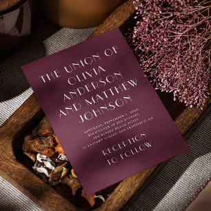 Burgund moderne Typografie minimalistische Hochzei Einladung