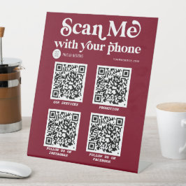 Burgund moderne Typografie QR Code scannable Sockelschild
