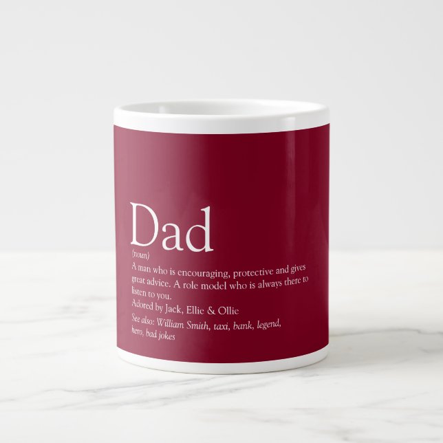 Burgund Moderner Spaß Cooler Vater Vater Definitio Jumbo-Tasse (Vorderseite)