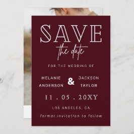 Burgund Modernes kalligrafisches Foto Save the Dat Save The Date
