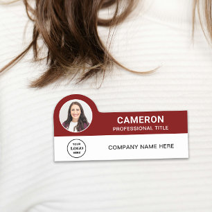 Burgund-modernes Logo für Mitarbeiter der Foto Com Namensschild