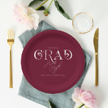 Burgund Modernes Minimalistisch | Graduierungspart Pappteller<br><div class="desc">Moderne bordeauxrote und weiße moderne typografische Party-Teller. Beginnend mit einer fabelhaften, gedruckten Einladung, Set den Ton mit einem einzigartigen Design dann das Thema durch die gesamte Veranstaltung. Ihre Veranstaltung wird von Anfang bis Ende perfekt mit speziellen kleinen Extras. Fügen Sie diesem Design Ihre benutzerdefinierte Formulierung hinzu, indem Sie die Felder...</div>