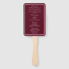 Burgund Modernes Minimalistisches Hochzeitsprogram Fächer