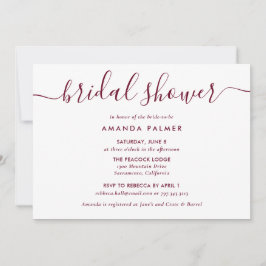 Burgund Modernes Script-Brautparty Einladung