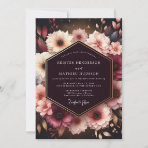 Burgund-Moody-Bloom-Opulenz-Hochzeit Einladung