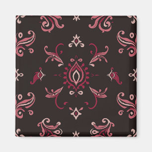 Burgund-Muster mit floralem Ornament Magnet