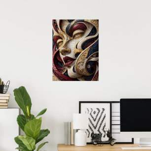 Burgund Navarra Elfenbein Gold Mosaik Gesicht Poster