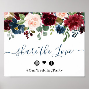 Burgund Navy Blau Blush Teile die Liebe Hochzeit Poster