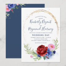 Burgund Navy Blush and Gold Floral Rustikale Hochz