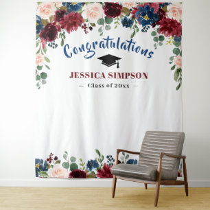 Burgund Navy Blush Foto Grad Hintergrund Wandteppich