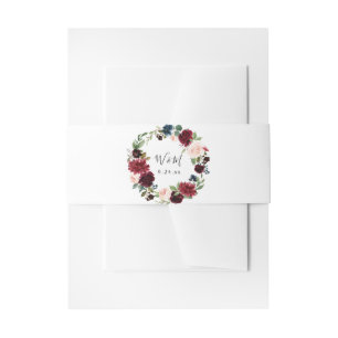 Burgund & Navy Blush Pink Floral 4 Einladung Bel Einladungsbanderole